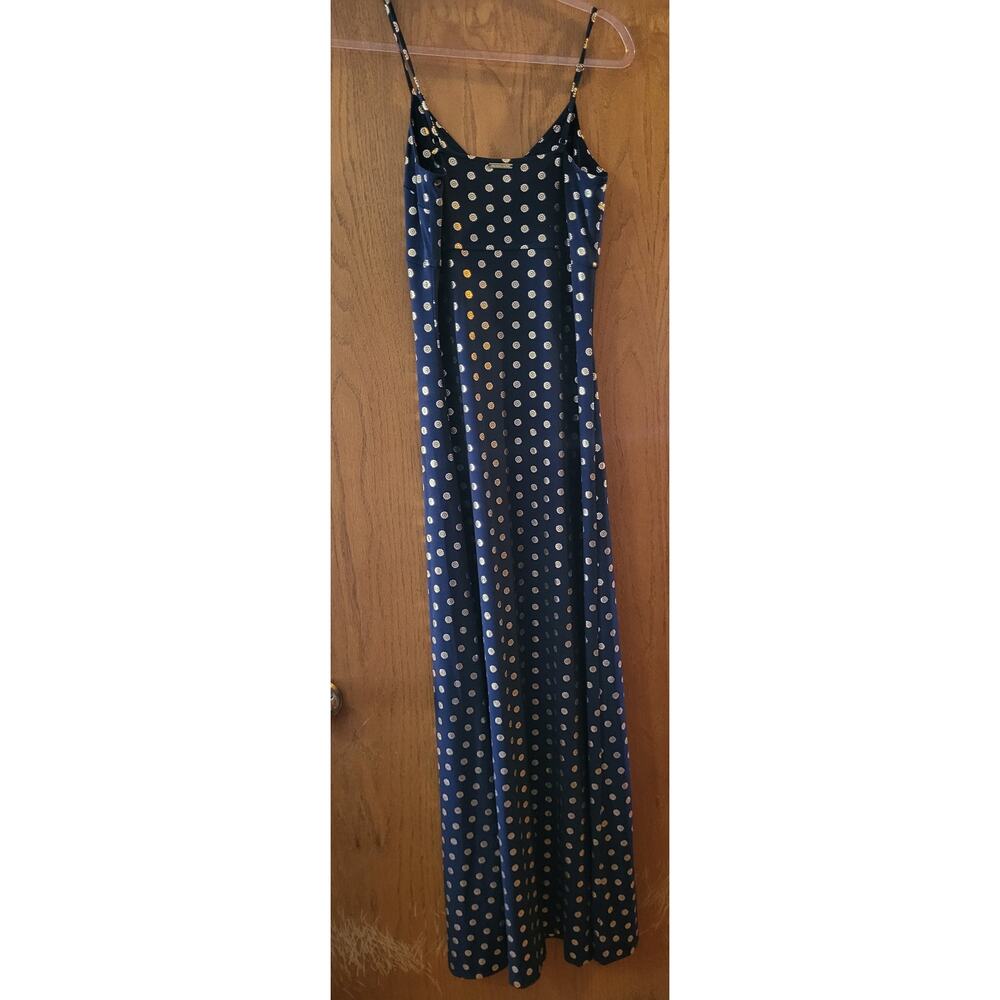 Michael Kors Women's Navy Foil Gold Medallion Slip Maxi Party Dress Small EUC - Picture 3 of 8